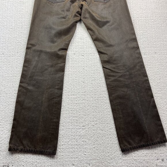 Y2K Projeck Raw Men's Size 33 Dark Brown Waxed Jeans Retro Leather Style VTG - Picture 9 of 9